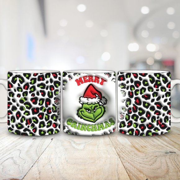 15oz Grinch Christmas 3D Coffee Mug Ceramic Cup - Picture 1 of 2